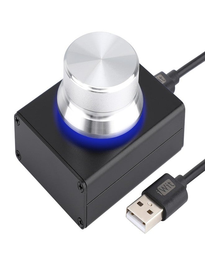DROK USB Volume Knob, Small PC Computer Speaker Volume Control Audio External USB Volume Control Knob with 1-Key Mute Function Support Win7 8 10 XP Mac Vista Android, Black and Silver - Image 1
